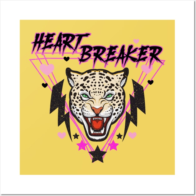 Retro Anti-Valentines Day Heart Breaker 80s 90s Leopard Wall Art by PUFFYP